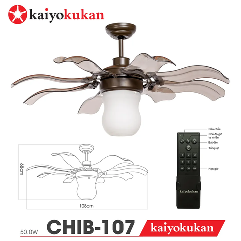 Quạt trần Nhật Bản Kaiyokukan - Biến ảo tự động từ đèn tới quạt trần siêu ấn tượng CHIB-107