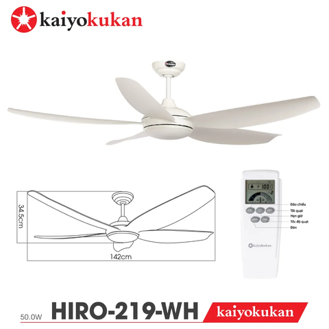Quạt trần Nhật Bản Kaiyokukan - 5 Cánh hiện đại cùng làn gió Mạnh mẽ đầy ấn tượng HIRO-219