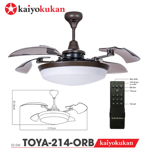 Quạt trần Nhật Bản Kaiyokukan - Dấu ấn thời đại với đèn lớn và Cánh Robot cực ấn tượng TOYA-214