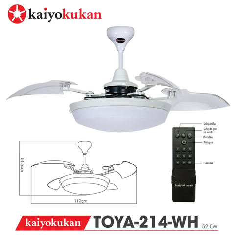 Quạt trần Nhật Bản Kaiyokukan - Dấu ấn thời đại với đèn lớn và Cánh Robot cực ấn tượng TOYA-214
