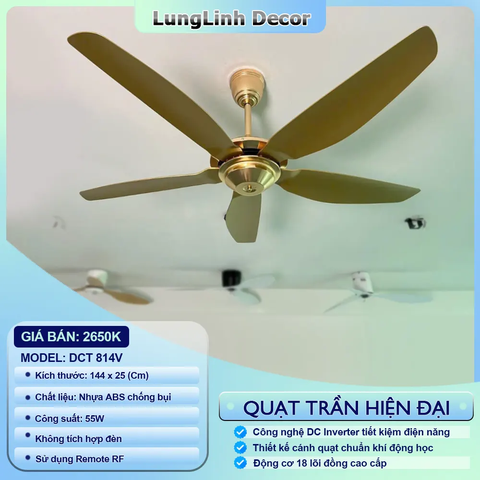 Quạt trần DCT Fan phong cách Cổ điển, thiết kế đơn giản - sang trọng DCT 814V