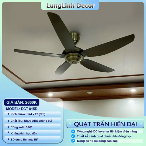Quạt trần DCT Fan phong cách Cổ điển, thiết kế đơn giản - sang trọng DCT 815D