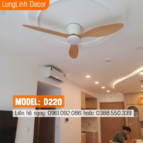 Quạt trần 3 Cánh - MiniCeilingfan ABS DC Inverter D220 - Dành cho trần thấp