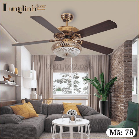 Quạt trần đèn – Cánh thẳng cổ điển – Mã 78