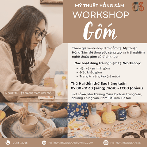 Workshop Gốm tại Xưởng Mỹ thuật ứng dụng Hồng Sâm Art
