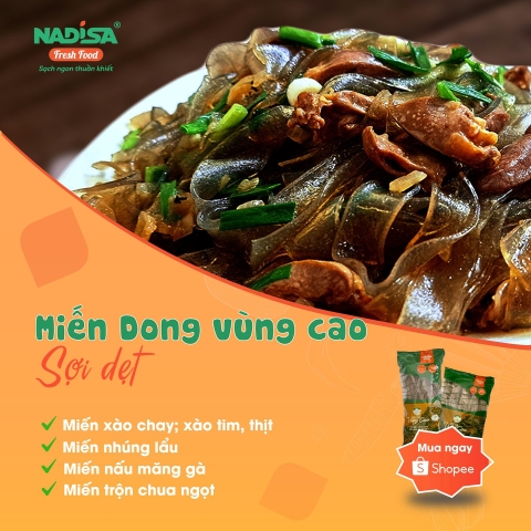 Miến dong vùng cao (sợi dẹt) 500 gr - Mã vạch 8938544980149