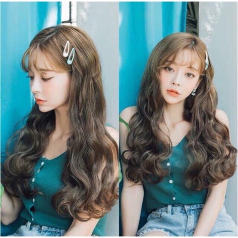 kẹp 6 phím xoăn ngắn nâu tây rose