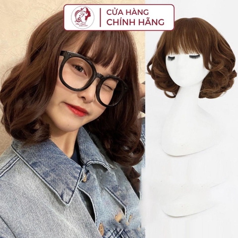 Tóc giả nguyên đầu xoăn ngắn