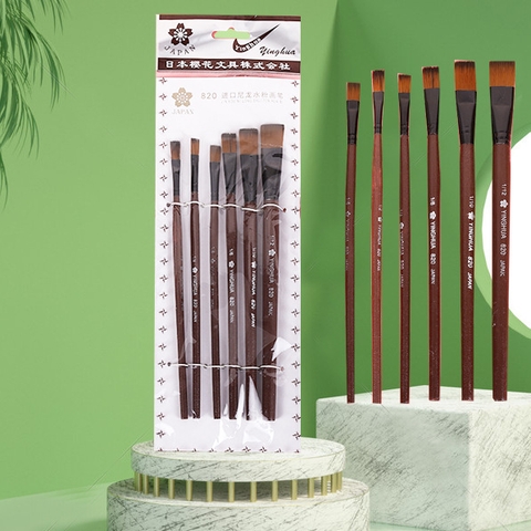 Bộ 6 cọ vẽ tranh sơn dầu Chaco Gold set cọ tô màu nước. màu acrylic chuyên nghiệp đa năng cán gỗ sợi nylon mềm mại