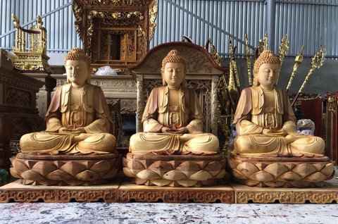 Tượng Phật A Di Đà gỗ Mít sơn son thếp vàng