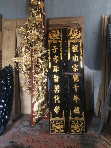 Các mẫu liễn thờ câu đối nền then đen HPCD003·