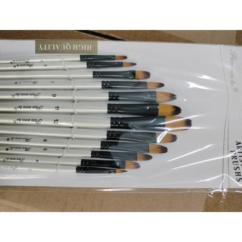 'HOT' Bộ 12 cọ đầu phẳng chuyên dùng vẽ tranh sơn dầu acrylic E23 cao cấp