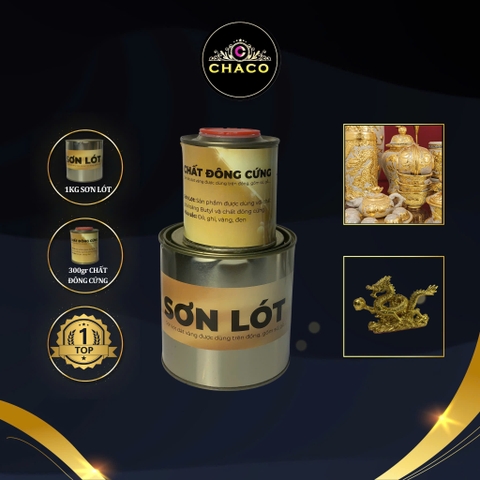 Sơn lót trên đồng, gốm sứ combo 1kg sơn lót, 300g chất đông cứng