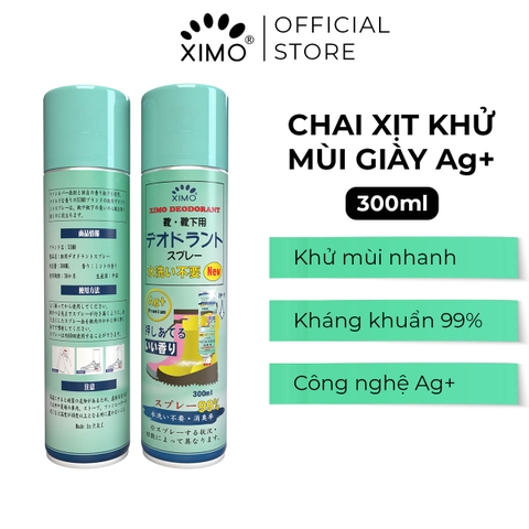 Bình xịt khử mùi hôi chân và giày, lưu hương thơm công nghệ Bạc ion, kháng khuẩn XIMO 300ml (VSG08)