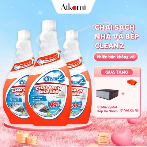 Chai Sạch Nhà Và Bếp Cleanz Làm Sạch Dầu Mỡ, Vết Ố Vàng, Thơm Mùi Chanh Dịu Nhẹ Dung Tích 450ml