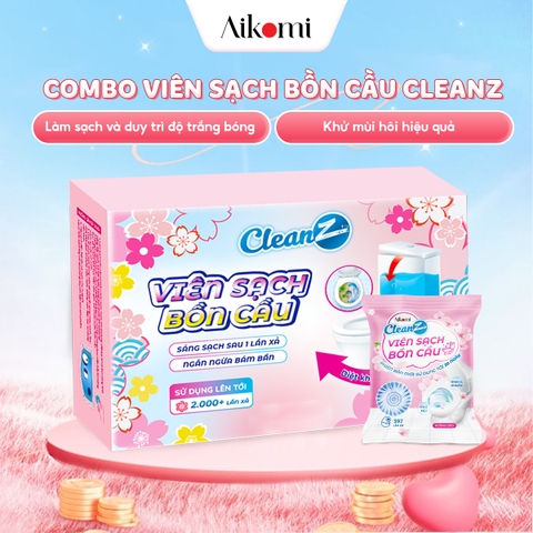 Viên thả bồn cầu CleanZ sạch khuẩn thơm mát tẩy sạch mảng bám khử mùi diệt vi khuẩn toilet thế hệ mới hương đào 50g/gói