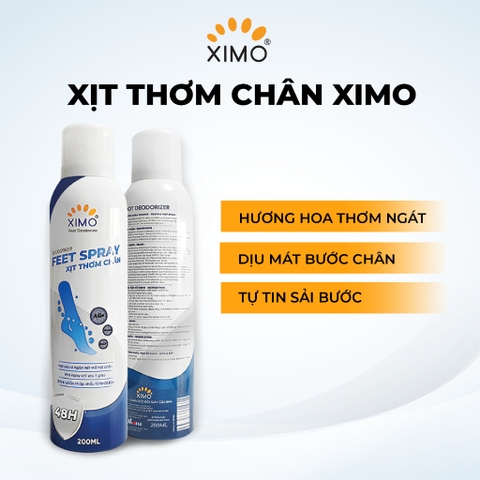 Xịt thơm chân Ximo 200ml giúp khử mùi hôi chân và khử mùi giày ngăn tiết mồ hôi và vi khuẩn gây mùi