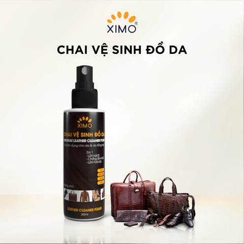 Chai vệ sinh đồ da 150ml XIMO giúp làm sạch, dưỡng ẩm chống mốc, kháng khuẩn giày, túi ví, áo, ghế da XI03