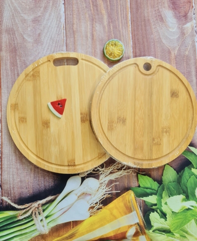Thớt tre tròn trung KT 2525 Và KT 2828 (Có khe rãnh)