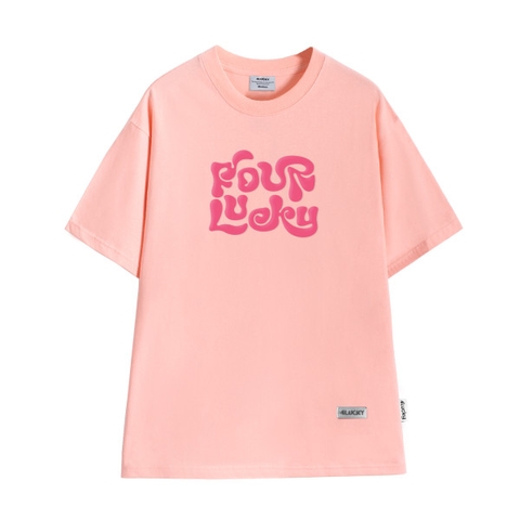 ÁO THUN 4LUCKY IN NỔI CHỮ HỒNG 