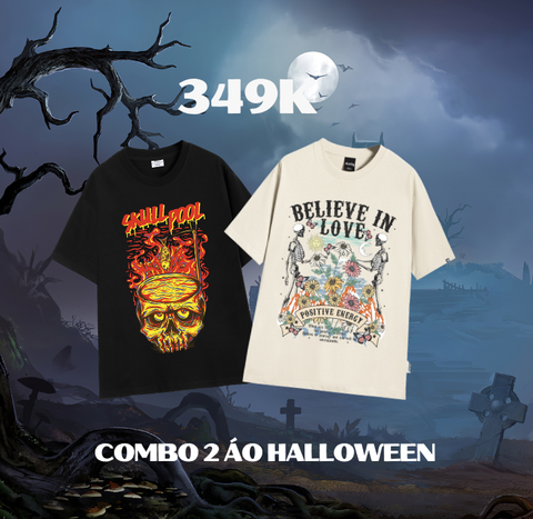 Áo thun SKULL POOL 6072 Đen L + Áo thun 6038 Kem XL