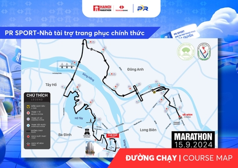 BẢN ĐỒ ĐƯỜNG CHẠY CHÍNH THỨC MARATHON QUỐC TẾ HÀ NỘI TECHCOMBANK 2024