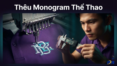 Kỹ Thuật Thêu Vi Tính Monogram Lồng 2 Chữ Cái Nghệ Thuật Trên Ngực Áo Polo Thể Thao PR Sport