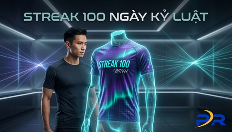 Thiết Kế Cá Nhân Hóa Áo Chạy Bộ Cao Cấp Kỷ Niệm Cột Mốc 100 Ngày Chạy Liên Tục (Streak 100 Days)