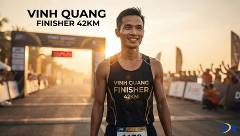 Áo Finisher 42km Ép Kim Loại Vàng (Gold Foil) Sang Trọng: Đỉnh Cao Vinh Quang Của Những Nhà Chinh Phục Marathon