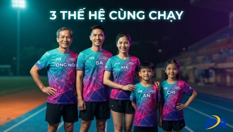 Bộ Đồng Phục Gia Đình '3 Thế Hệ Cùng Chạy' Rực Rỡ Sắc Màu: Giải Pháp Cá Nhân Hóa May Đo Đa Thế Hệ Từ PR SPORT