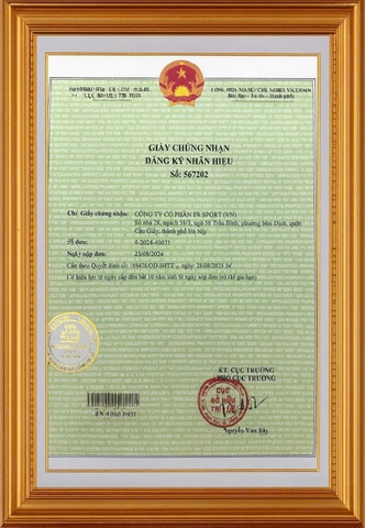 PR SPORT VINH DỰ NHẬN GIẤY CHỨNG NHẬN ĐĂNG KÝ NHÃN HIỆU – BƯỚC NGOẶT ĐÁNH DẤU MỘT HÀNH TRÌNH TỰ HÀO CỦA THƯƠNG HIỆU VIỆT