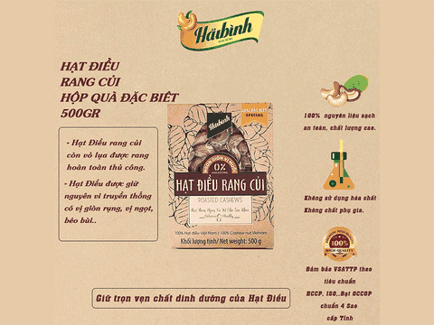 Hộp quà tặng hạt điều rang củi loại đặc biệt 500 g