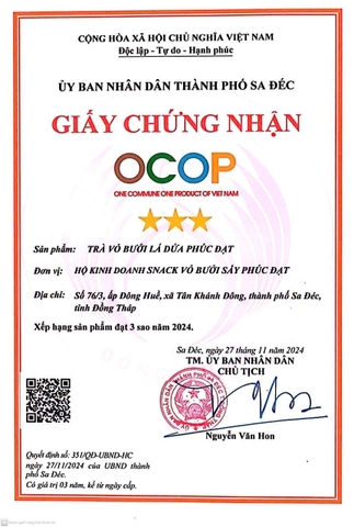 TRÀ VỎ BƯỞI LÁ DỨA PHÚC ĐẠT (40g)