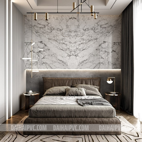 Thi công tấm ốp tường trang trí phòng ngủ DH10