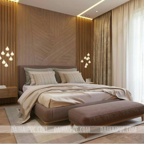 Thi công tấm ốp tường trang trí phòng ngủ DH01