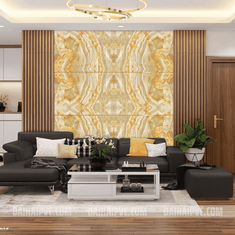 Thi công tấm ốp tường trang trí phòng khách DH13