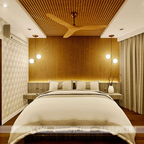 Thi công tấm ốp tường trang trí phòng ngủ DH11