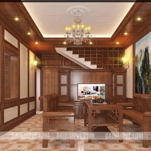 Thi công tấm ốp tường trang trí phòng khách DH12