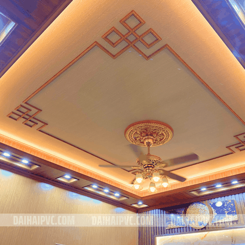 Thi công trần nhựa nano giật 1 cấp TN03