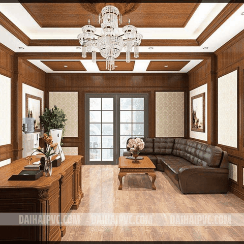 Thi công tấm ốp tường trang trí phòng khách DH05