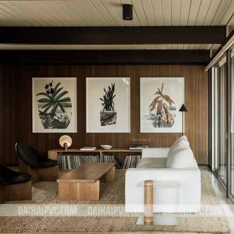 Thi công tấm ốp tường trang trí phòng khách DH08