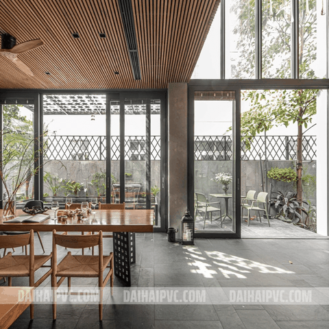 Thi công trần nhựa lam sóng TN13