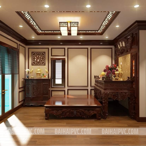 Thi công trần nhựa nano giật 1 cấp TN08