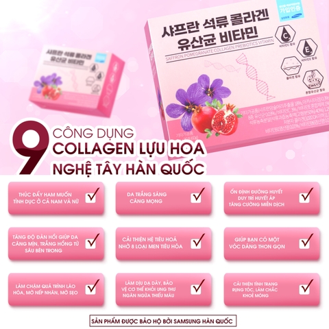 9 công dụng mà collagen lựu hoa nghệ tây Hàn Quốc đem lại cho bạn.
