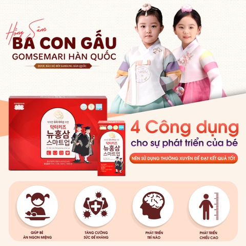 Trẻ ăn ngon hơn nhờ hồng sâm Ba Con Gấu Hàn Quốc