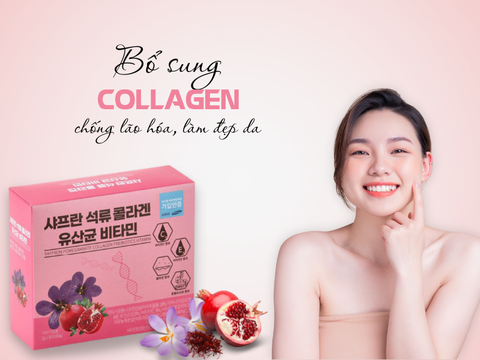 Collagen Lựu Nhụy hoa nghệ tây Hàn Quốc chống lão hóa làm đẹp da
