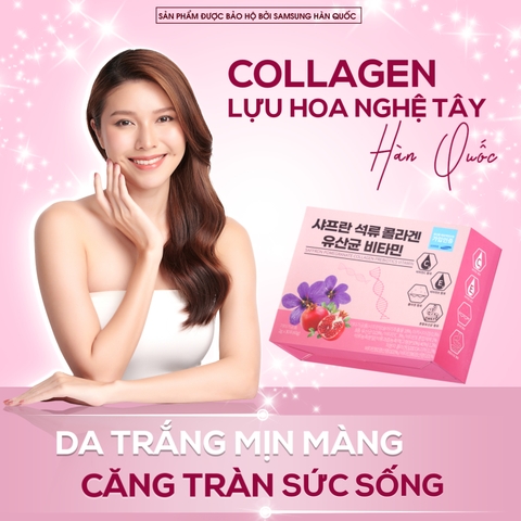 Da trắng mịn màng căng tràn sức sống với collagen hoa nghệ tây lựu Hàn Quốc