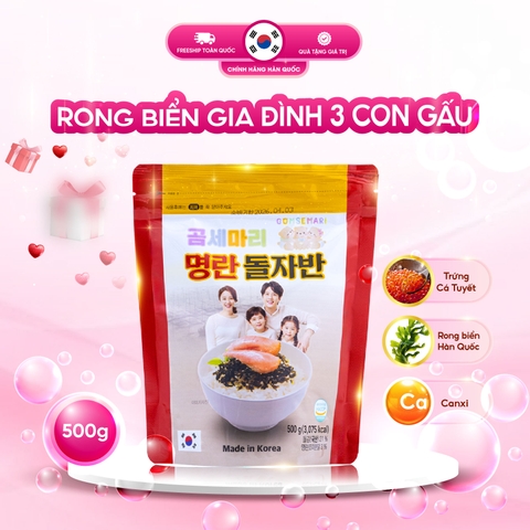 Rong biển Gia Đình 3 Con Gấu - Rong Biển Ăn Liền Cao Cấp Cho Cả Gia Đình - túi 500g