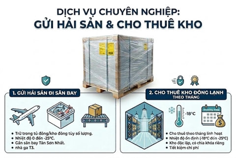 Cho thuê gửi hải sản đông lạnh đi sân bay