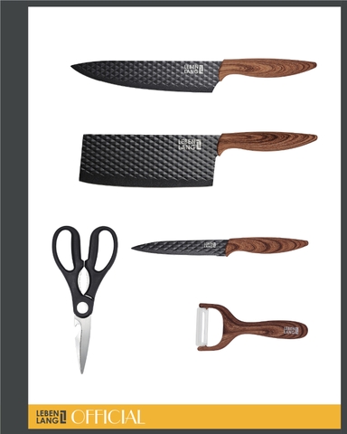 LBK2395-Bộ dụng cụ nhà bếp, dao kéo Lebenlang 5 món